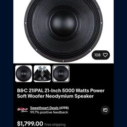 B&C 21 IPAL 5000 Watts Power Soft Woofer Neodymium Speaker