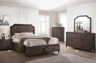Dark Grey and Oak Platform Bedroom Set with Storage - King or Queen (NO CREDIT CHECK FINANCING AVAILABLE)