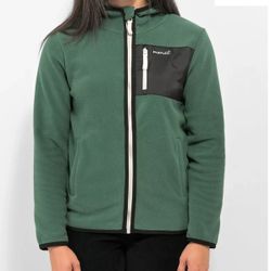 NWT NEW Women’s Size S Monet Tobey Green Zip Hooded Tech Fleece
