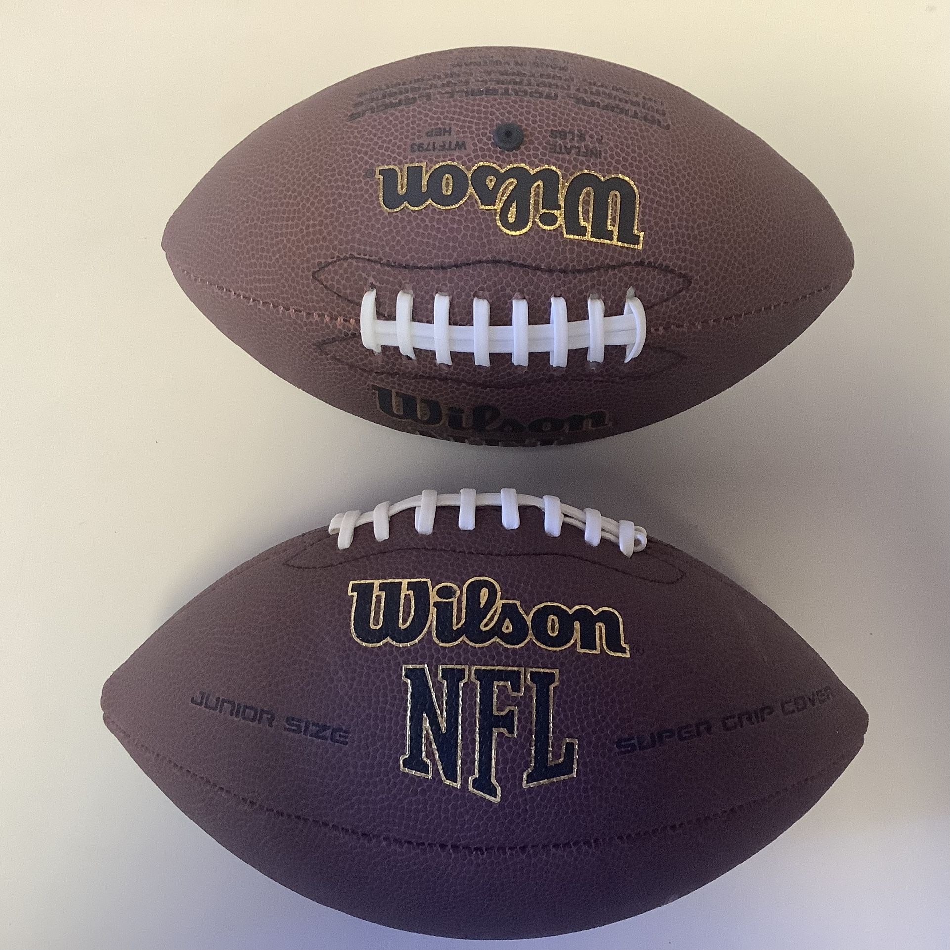 2 X WILSON NFL Super Grip Composite Football. Junior Size