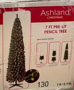 7ft. Pre-Lit Cashmere Pencil Artificial Christmas Tree, Warm White LED Lights by Ashland®