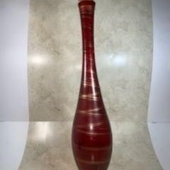 Vintage Red Tall 22'' Tall Glass Art Bottle 