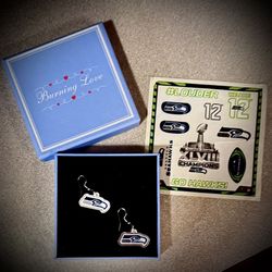 Seattle Seahawks Silver Earrings And Collector Waterproof Tattoos