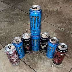 8 Energy Drinks - Monster, Rockstar, Bucked Up
