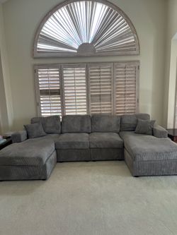 Gray Corduroy Sofa/Couch Large