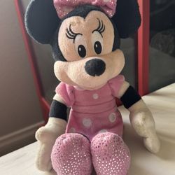 DISNEY MINNIE MOUSE PLUSH Pink Outfit Dress with White Polka Dots Small EUC