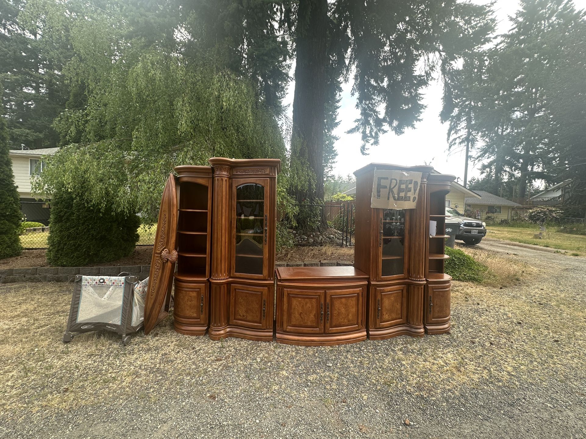 Free Large Wood Entertainment Center / Wall Unit