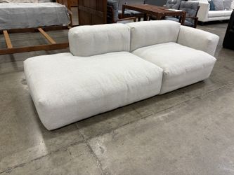 Modern Pale Cloud Grey 2 Piece Low-Profile Single Arm Sectional Sofa