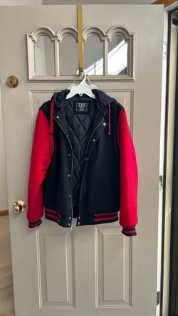 CSG Black and Red Varsity Jacket with Hood