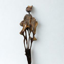 1970s Hand-Carved Wood Organic Form Sculpture