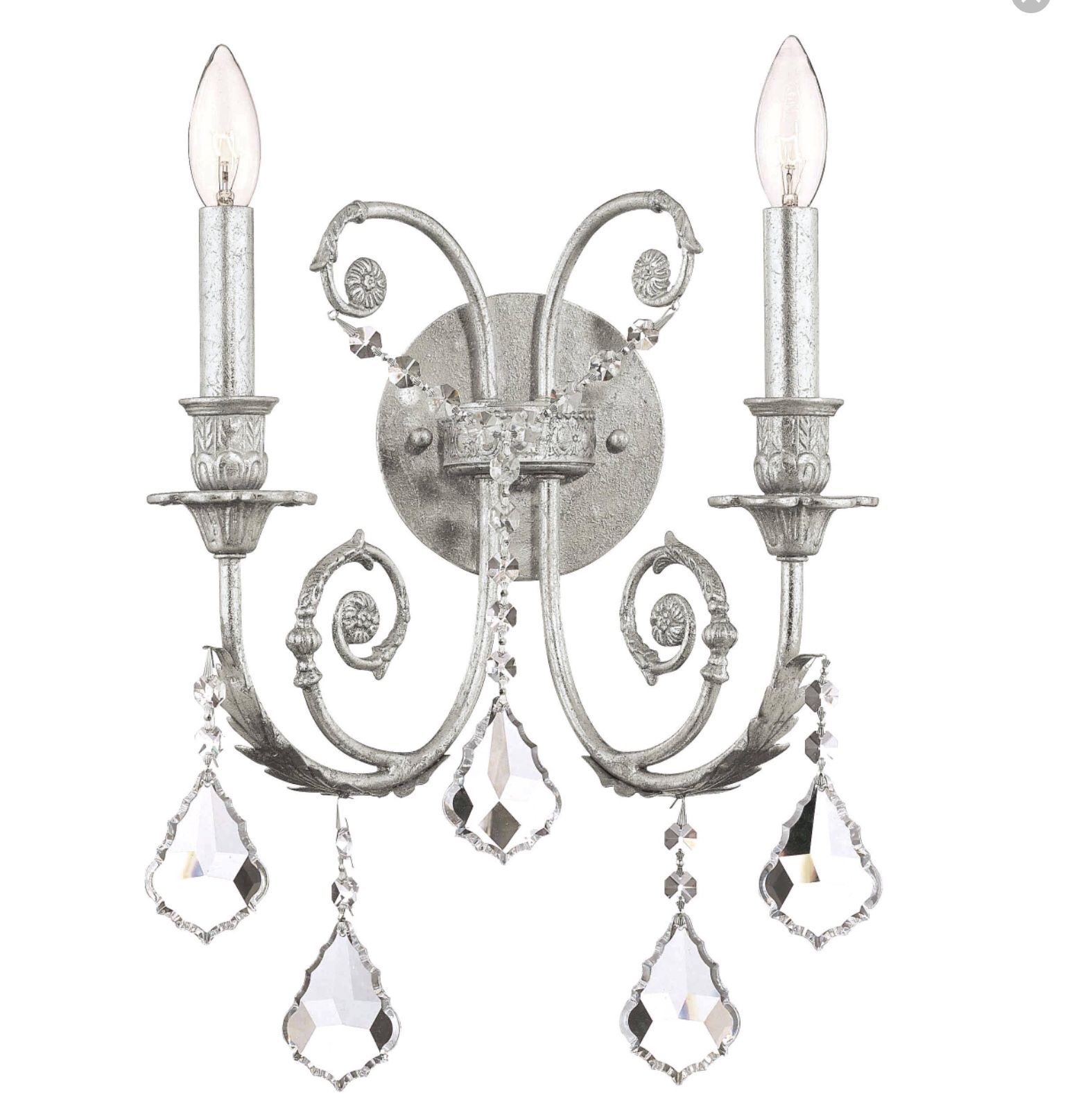 Crystorama Lighting Group Regis 2 Light 12-1/2" Wide Wall Sconce with Clear Hand Cut Crystals