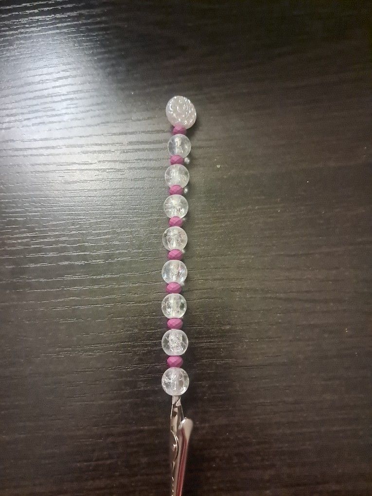 White And Purple Beaded Roach Clip