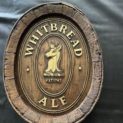Vintage Whitbread Ale Est 1742 Wooden Look Rare Advertising Faux Wood Sign.17” W x 21” W.Must Pickup