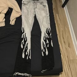 Black Flame Fabric End Jeans (Size 30)