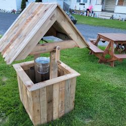Wishing Wells. 4 Sided Picnic Tables. Made  From Recycled Pallet Wood 