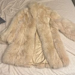 Vintage Cream Fox Fur Coat 