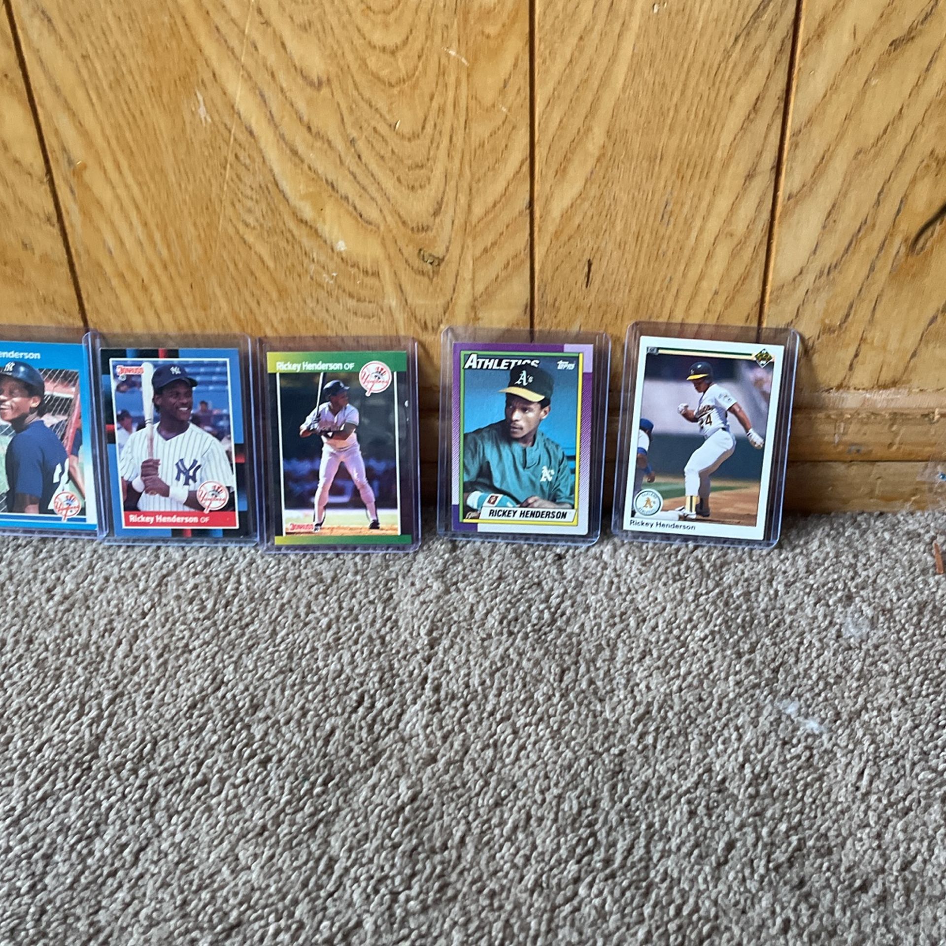 5 Ricky Henderson Cards (1986, 1988, 1989, 1990)Hall Of Famer (RIP)