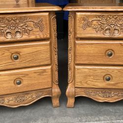 Rare Pair of Summit Oak Nightstands / Mini Chests of Drawers By A America