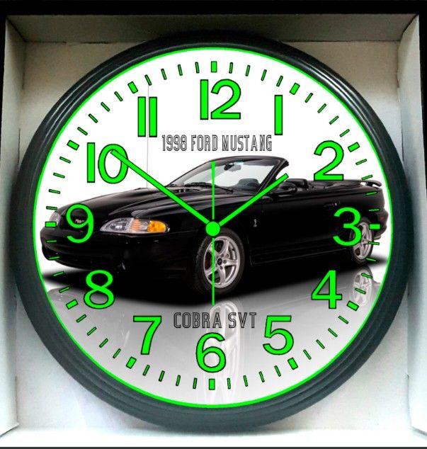 1998 Ford Mustang Cobra Glow In The Dark Wall Clock New!