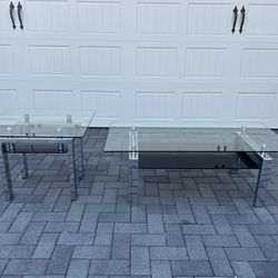 Modern Glass Coffee Table with Chrome Base