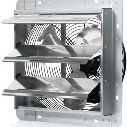 12 Inch Shutter Exhaust Fan, Gable Vent Fan, Wall Mount Ventilation, Automatic Aluminum Blades, High Speed, 1800CFM, for Garages, Shop, Greenhouse, At