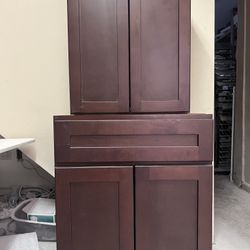 Wooden kitchen and bathroom cabinets