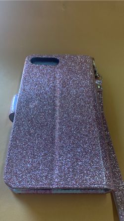 Pink glitter wallet case for iPhone 7/8Plus