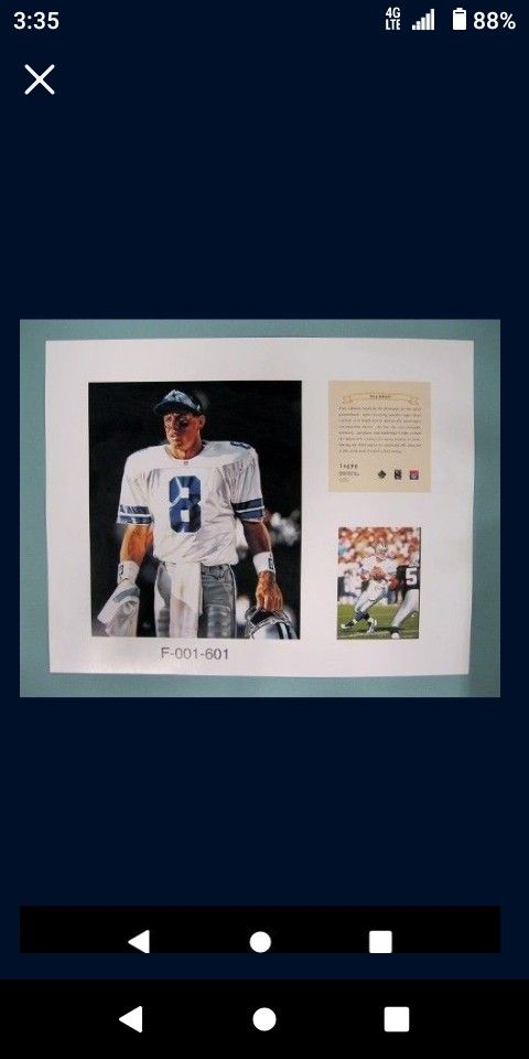 Dallas Cowboys Troy Aikman Lithograph