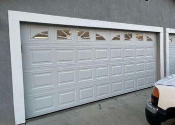 White Raised Panel Garage Door with Windows