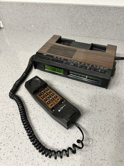 Vintage Cobra Telephone Alarm Clock Radio Phone Faux Wood Walnut Rp-710s