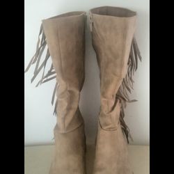 Tan Kid's Boots with Fringe