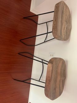2 wood stools