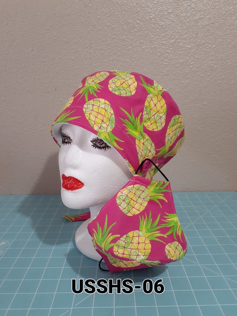 Unisex Surgical Scrub Hat Set W/ Sweatbands And Buttons