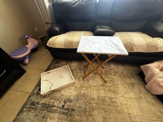 Like New - TV Tray Set - Marble Design Table With Removable Food Serving Tray