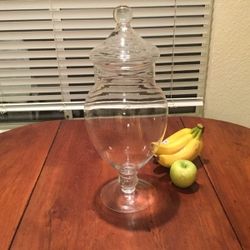 Glass apothecary jar w/lid- wedding candy/party