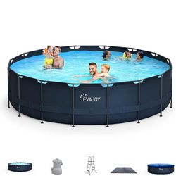 EVAJOY 18ft x 52in Metal Frame Above Ground Pool