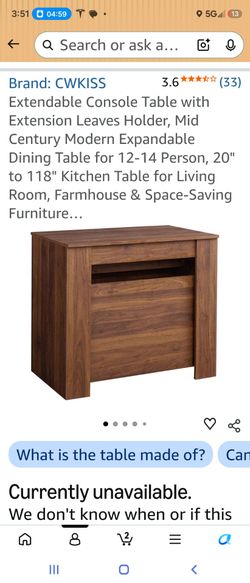 Extendable Console Table with Extension Leaves Holder, Mid Century Modern Expandable Dining Table