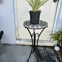 Plant Stand Metal and Wood