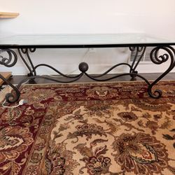 Beautiful Glass Top Coffee Table With Iron Base