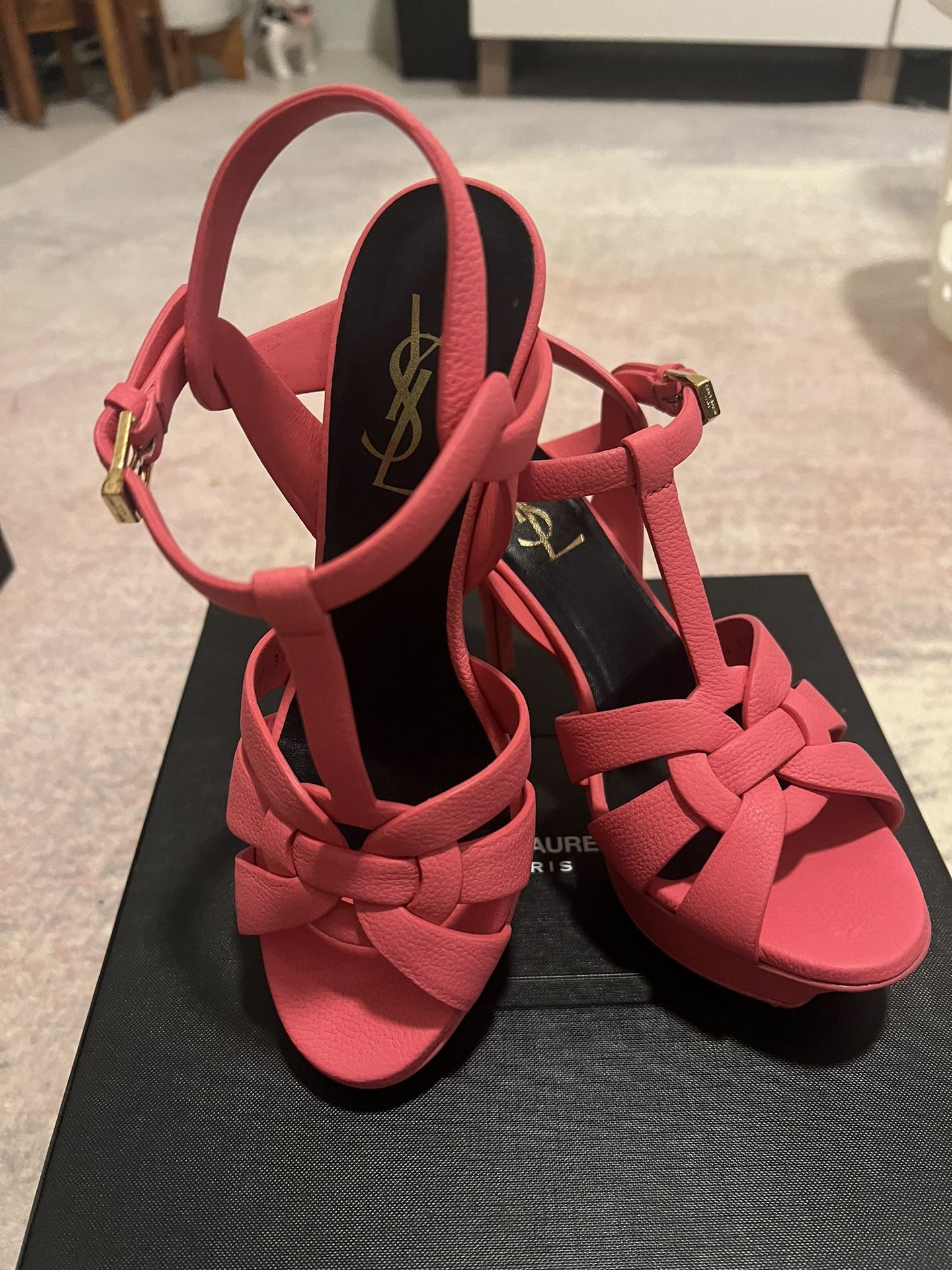 Saint Laurent Mid Heel ,Color: Coral ,Size: 35  Shoes