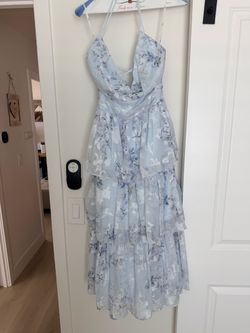 LULUS MEDIUM BLUE FLORAL SUMMER SPRING DRESS