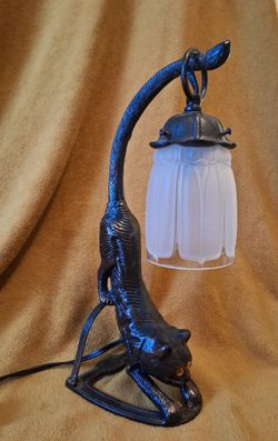 Victorian Style Cast Iron Cat Lamp