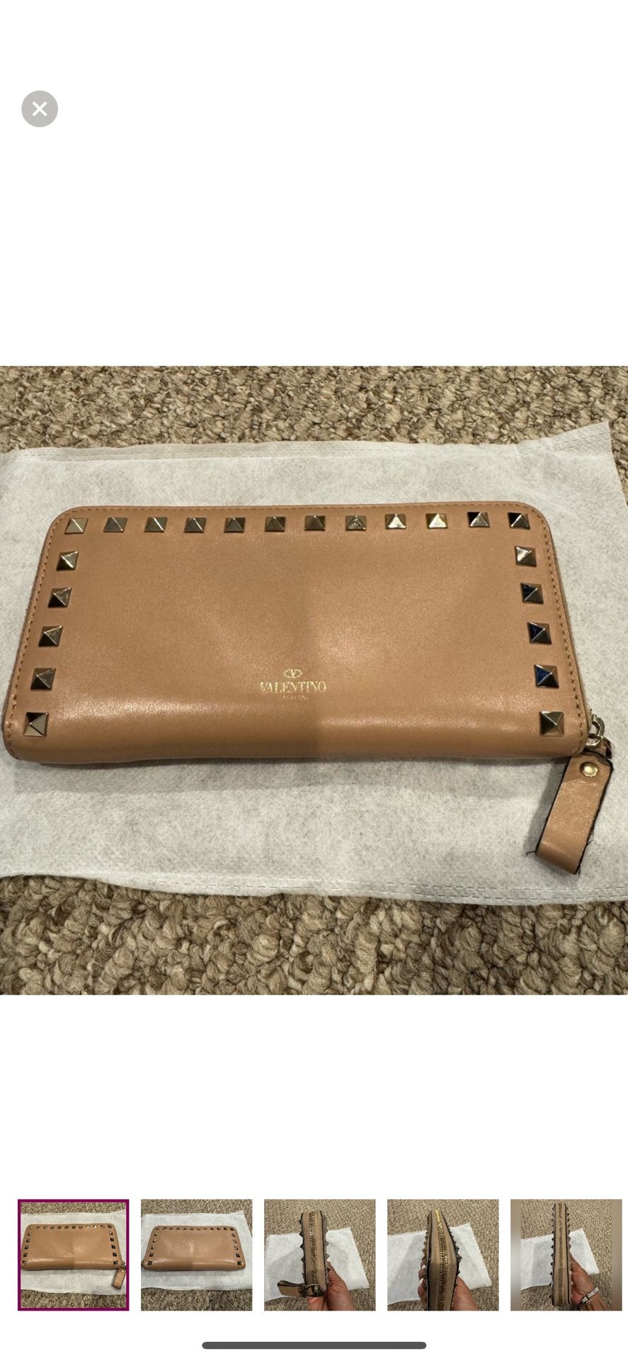 Valentino Garavani Tan Studded Wallet
