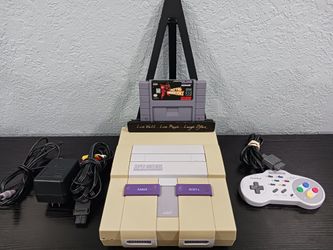 Super Nintendo SNES Console Bundle w/ AsciiPad Turbo + Metal Warriors Repro Cart