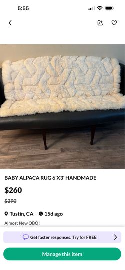 BABY ALPACA RUG 6'X3' HANDMADE
