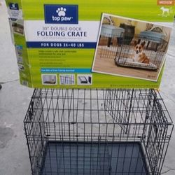 Top paw 30 inch double door folding crate for dogs and animals