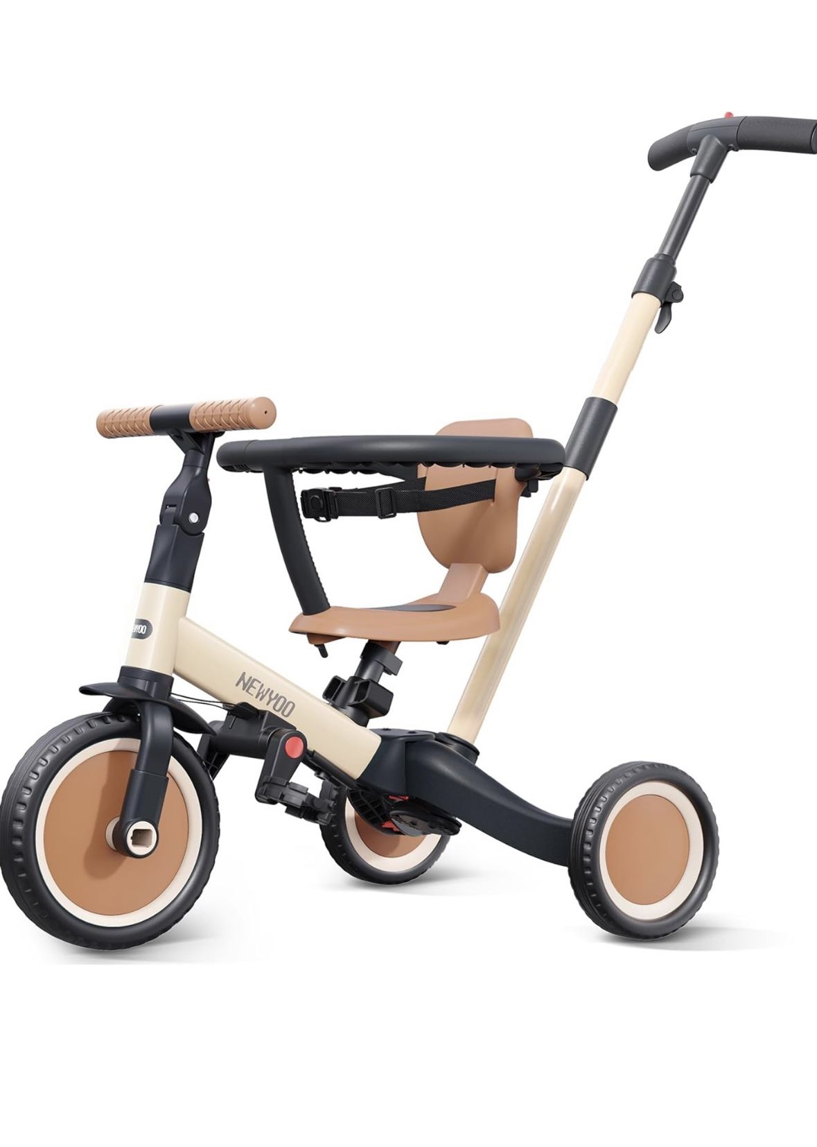 NEWYOO TR008 5 In 1 Toddler Tricycle W/ Push Handle Safe Bar Seat Belt 1-3 Yrs