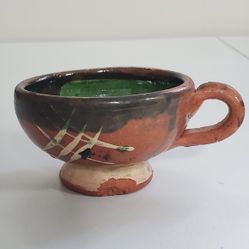 Patamban Michoacan Redware Pottery Green 4 Bowls 2 Cups Mexican Bird Fish Llama
