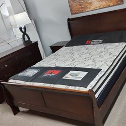 Floor Model Bedroom Set With Mattress Includes Bed Frame Mattress Box Spring And Nightstand