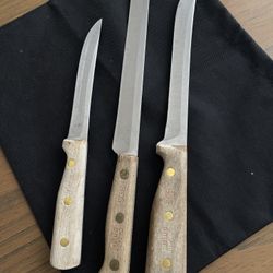 3 Piece Vintage Chicago Cutlery Knife Set 66S (8")  61S (6") RBIOS (10 1/4")